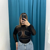 Body a rete con strass 9642