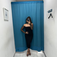 Vestito longuette con maniche trasparenti 1283