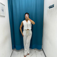 Coordinato gilet e pantalone lino 12887