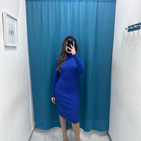 Vestito a costine con collo alto 8150