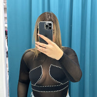 Body a rete con strass 9642