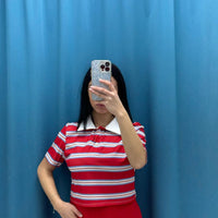Polo crop a righe 6607