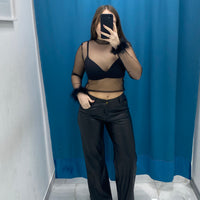 Maglia trasparente con piume 36368