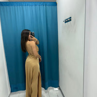 Vestito lungo satin con spacco 25132