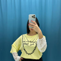 T-shirt con manica ricamata 8096
