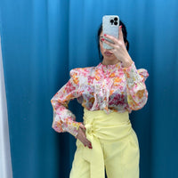 Pantalone con cintura giallo 16067