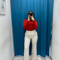 Pantalone a campana panna