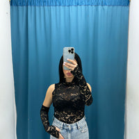 Body in pizzo con manicotti 6360