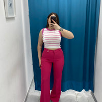 Pantalone a zampa fucsia