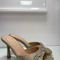 Sandali con brillantini gold