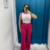 Pantalone a zampa fucsia