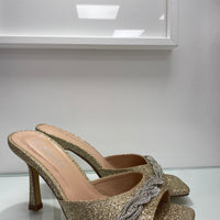 Sandali con brillantini gold