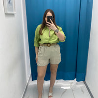 Shorts in lino a righe