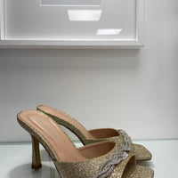 Sandali con brillantini gold