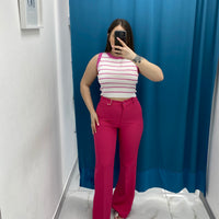 Pantalone a zampa fucsia