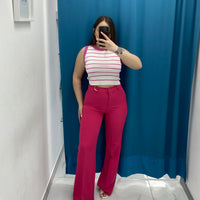 Pantalone a zampa fucsia