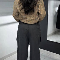 Pantalone Cargo Wide Leg Nero-8064