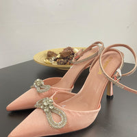Décolleté Con Fiocco in Strass Rosa