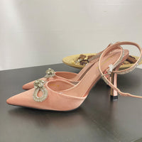 Décolleté Con Fiocco in Strass Rosa