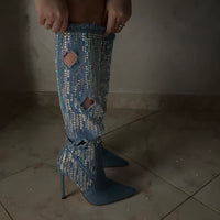 Stivali denim strass
