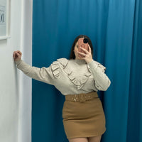 Gonna con cintura beige
