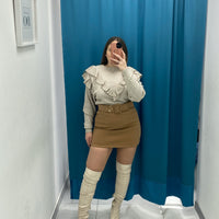 Gonna con cintura beige