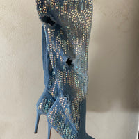 Stivali denim strass