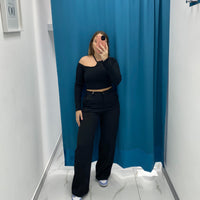 Pantalone Wide Leg Nero 11938