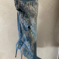 Stivali denim strass