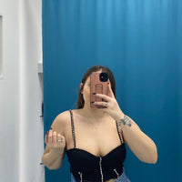 Top corto strass nero
