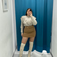 Gonna con cintura beige