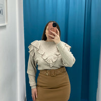 Gonna con cintura beige