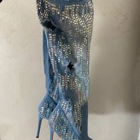 Stivali denim strass