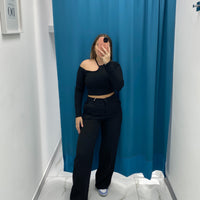 Pantalone Wide Leg Nero 11938