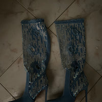 Stivali denim strass