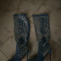 Stivali denim strass