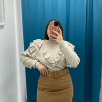 Gonna con cintura beige