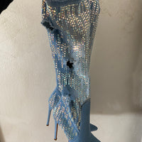 Stivali denim strass