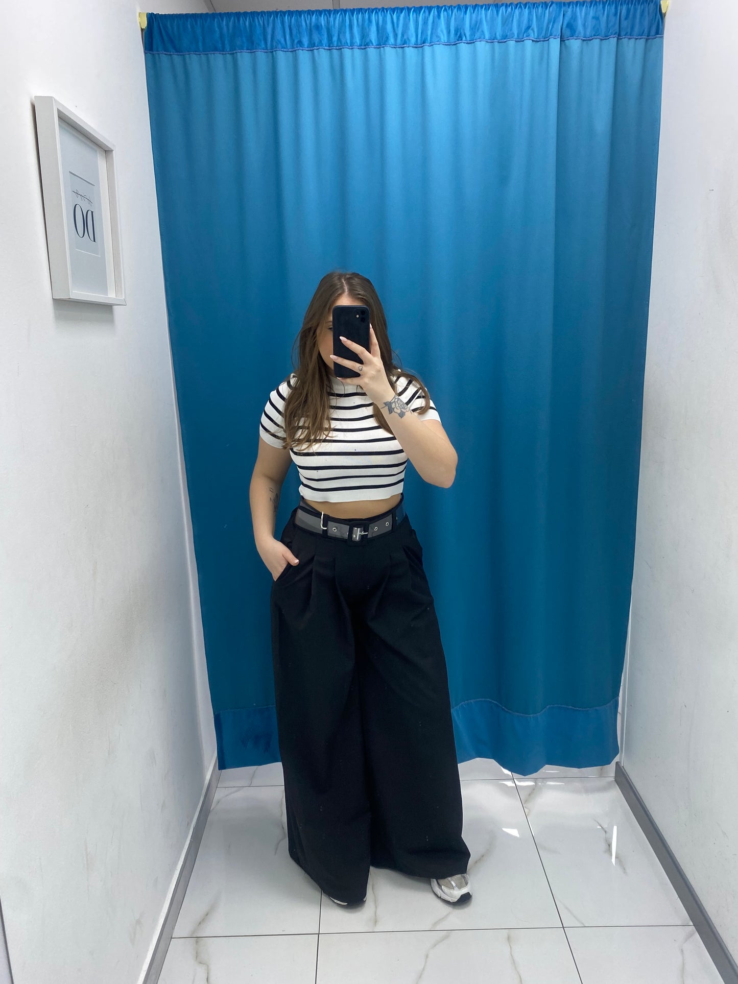 Pantalone wide leg con cintura 18065