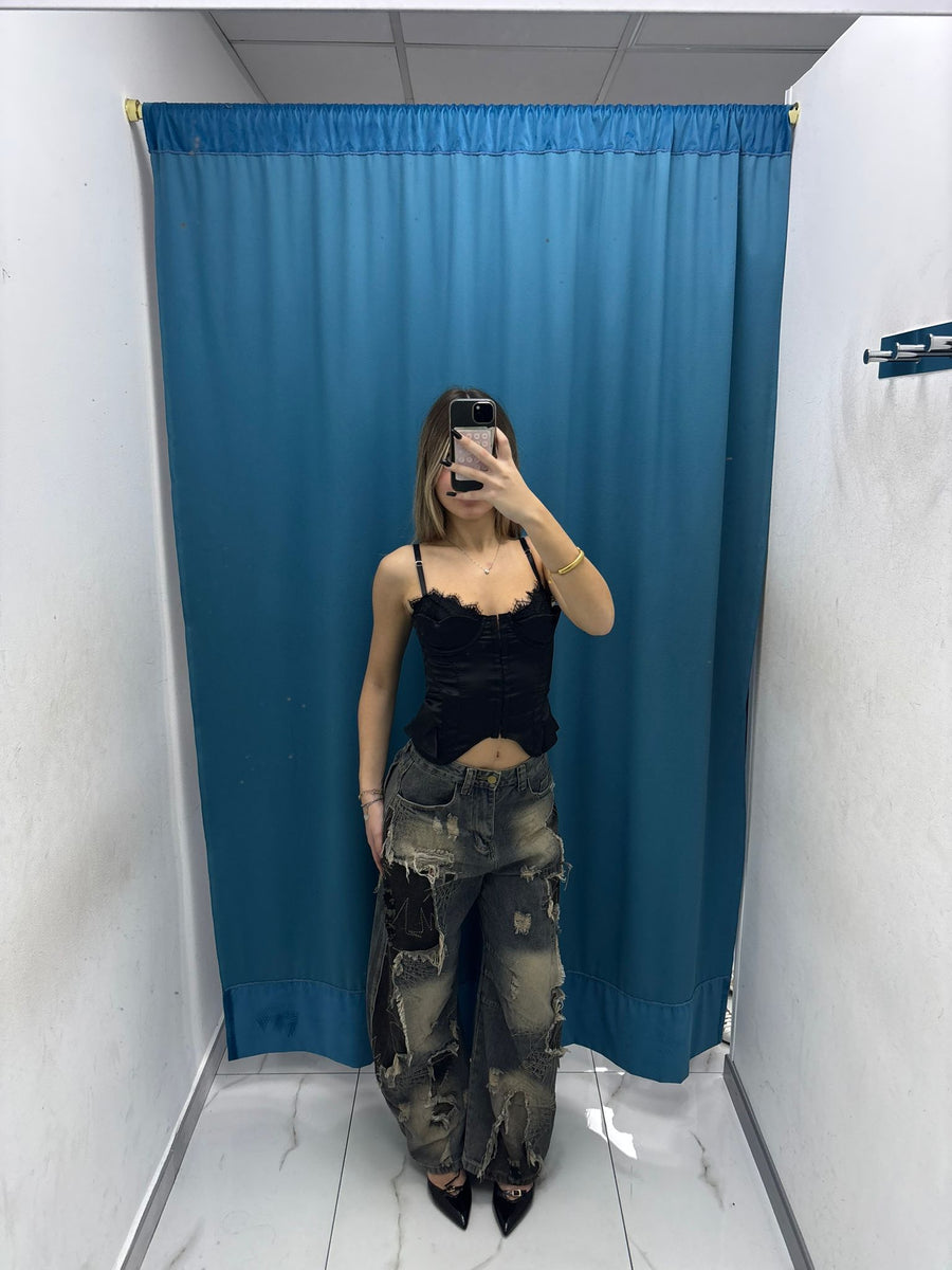 Corsetto Satin Noir 2815