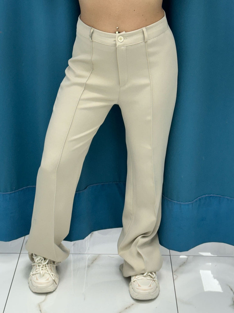 Pantalone a zampa beige 11627
