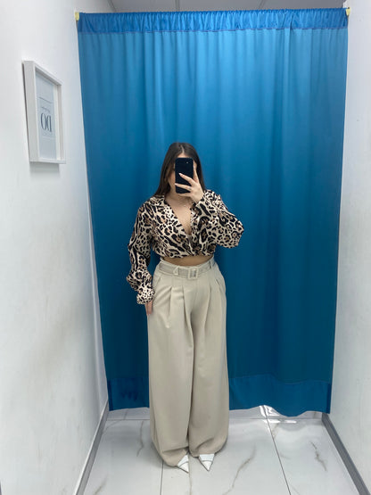 Pantalone wide leg con cintura 18065