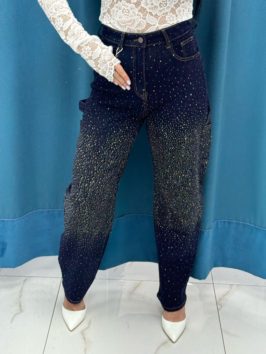 Jeans balloon con brillantini 1279