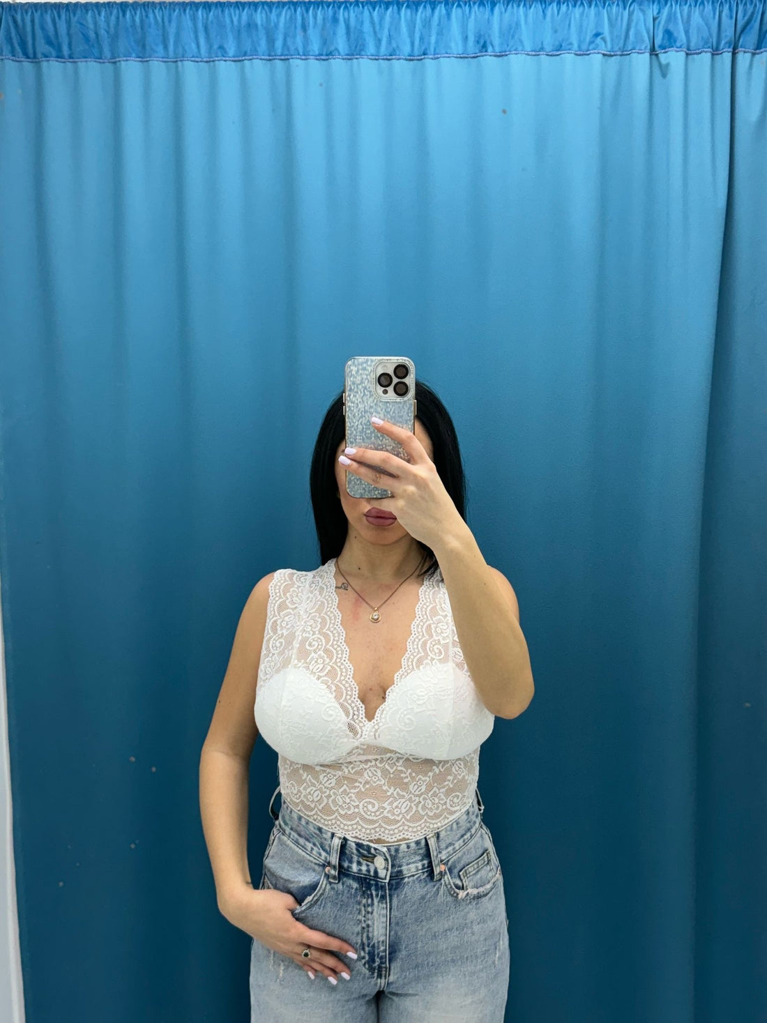 Top corto in pizzo 9638