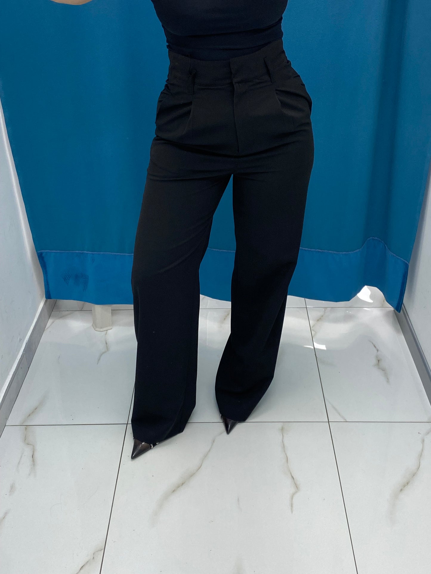 Pantalone vita alta full length nero