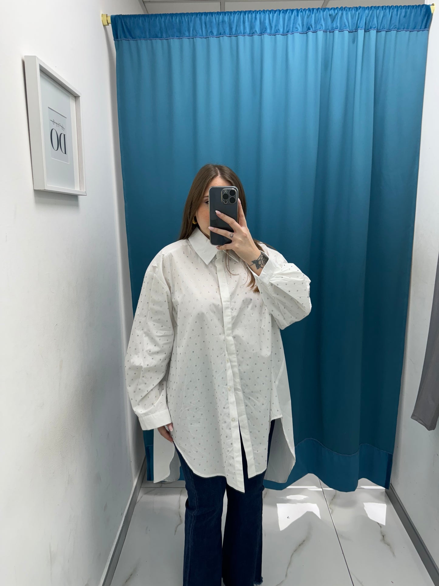 Camicia oversize con brillantini 18039