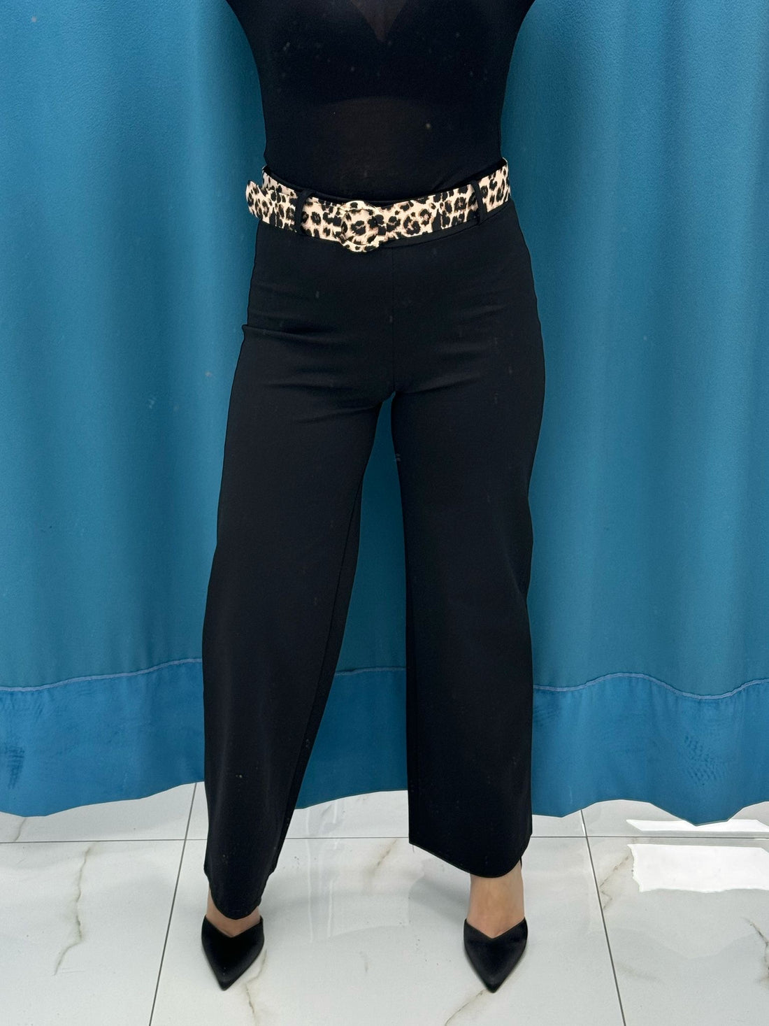Pantalone a palazzo con cintura 5386
