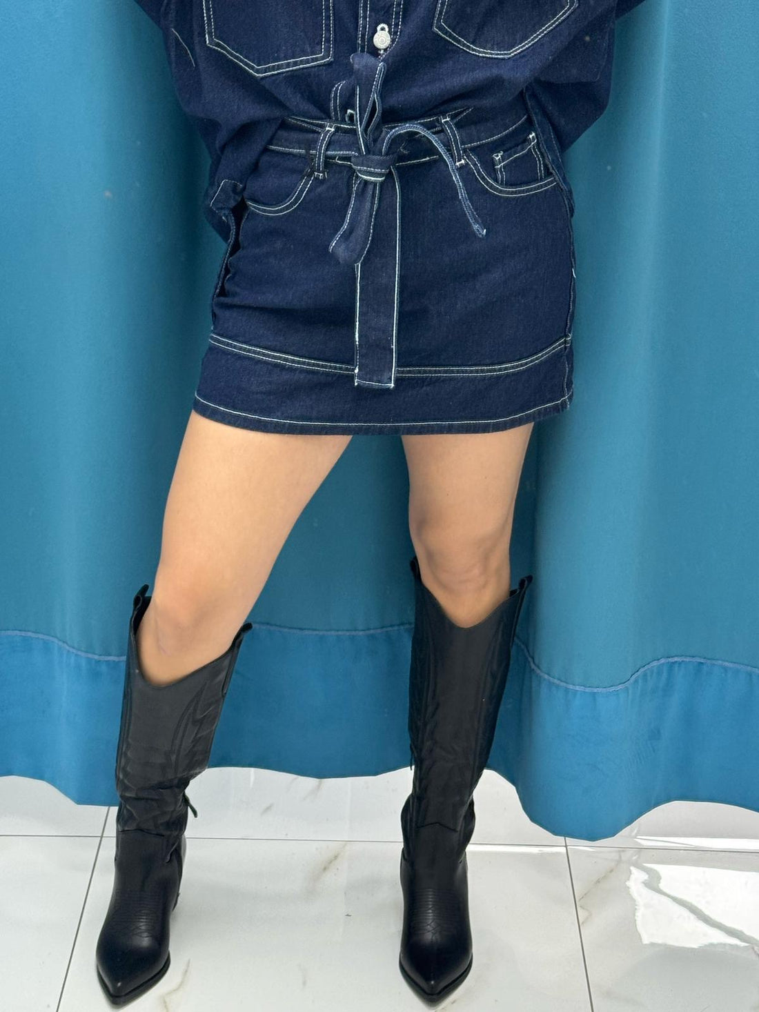 Coordinato camicia e gonna denim