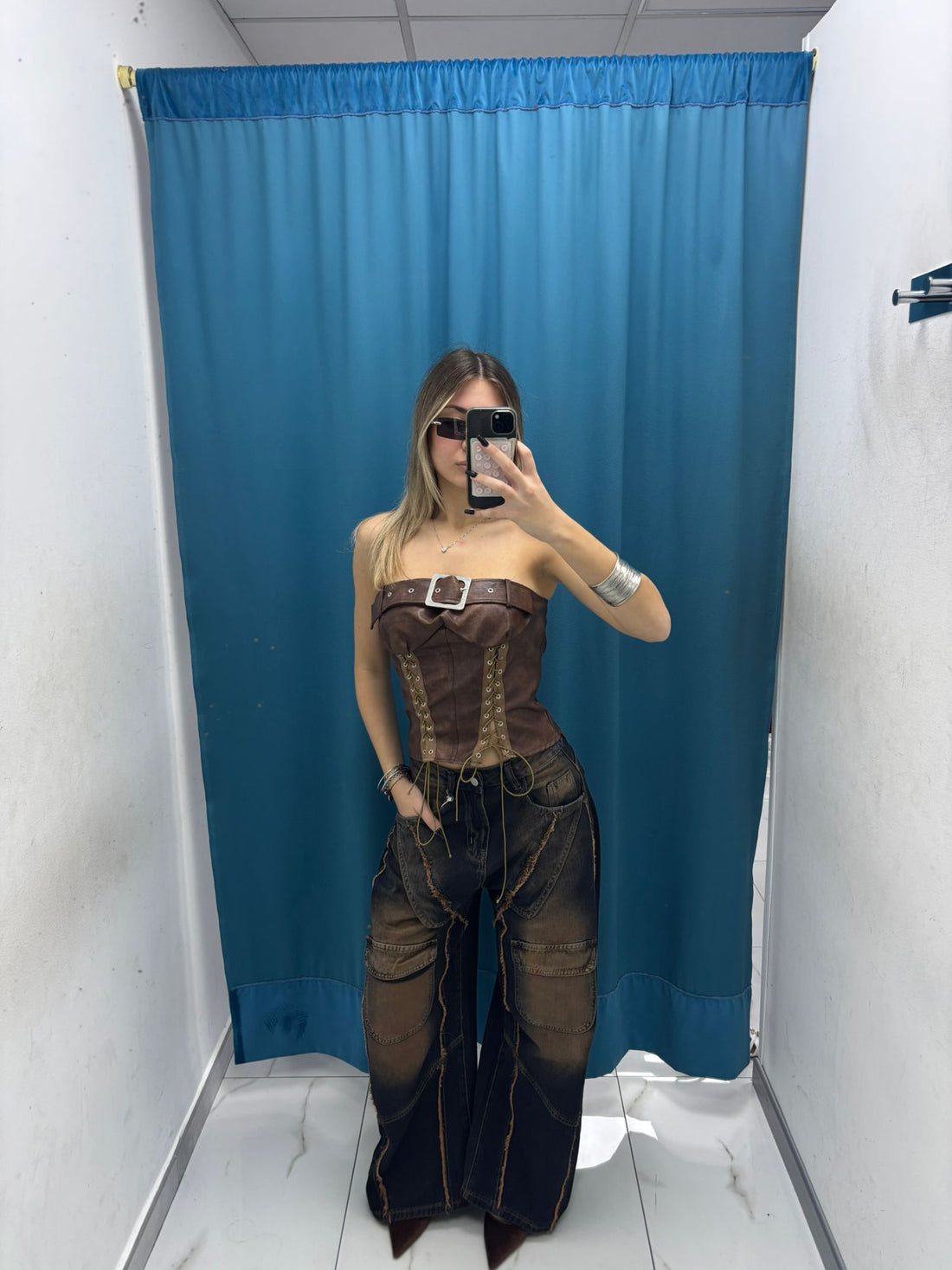 Jeans “Cognac Knee Patch” 93068