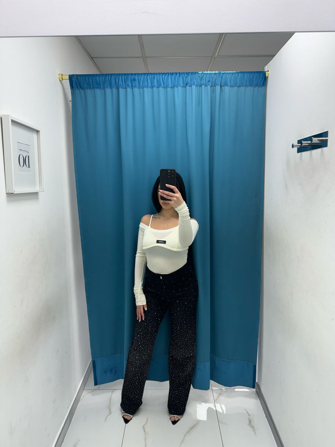 Jeans nero strass 25483